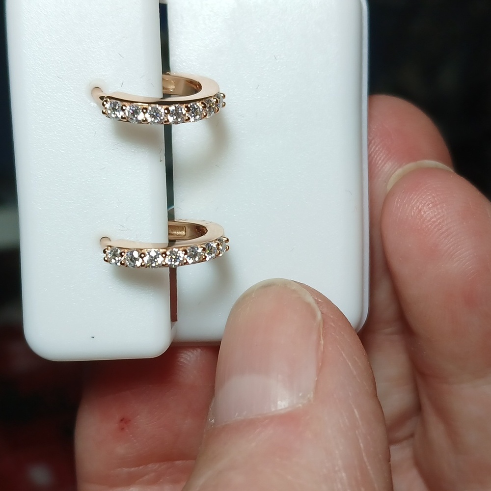 Sparkling Rose Gold and Sterling Silver Moissanite Earrings